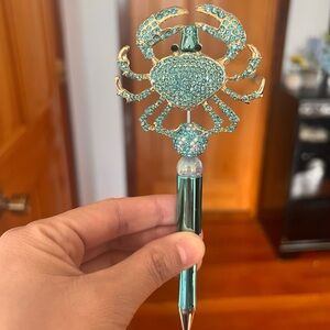 Sparkling Crab Pen - Teal and Gold